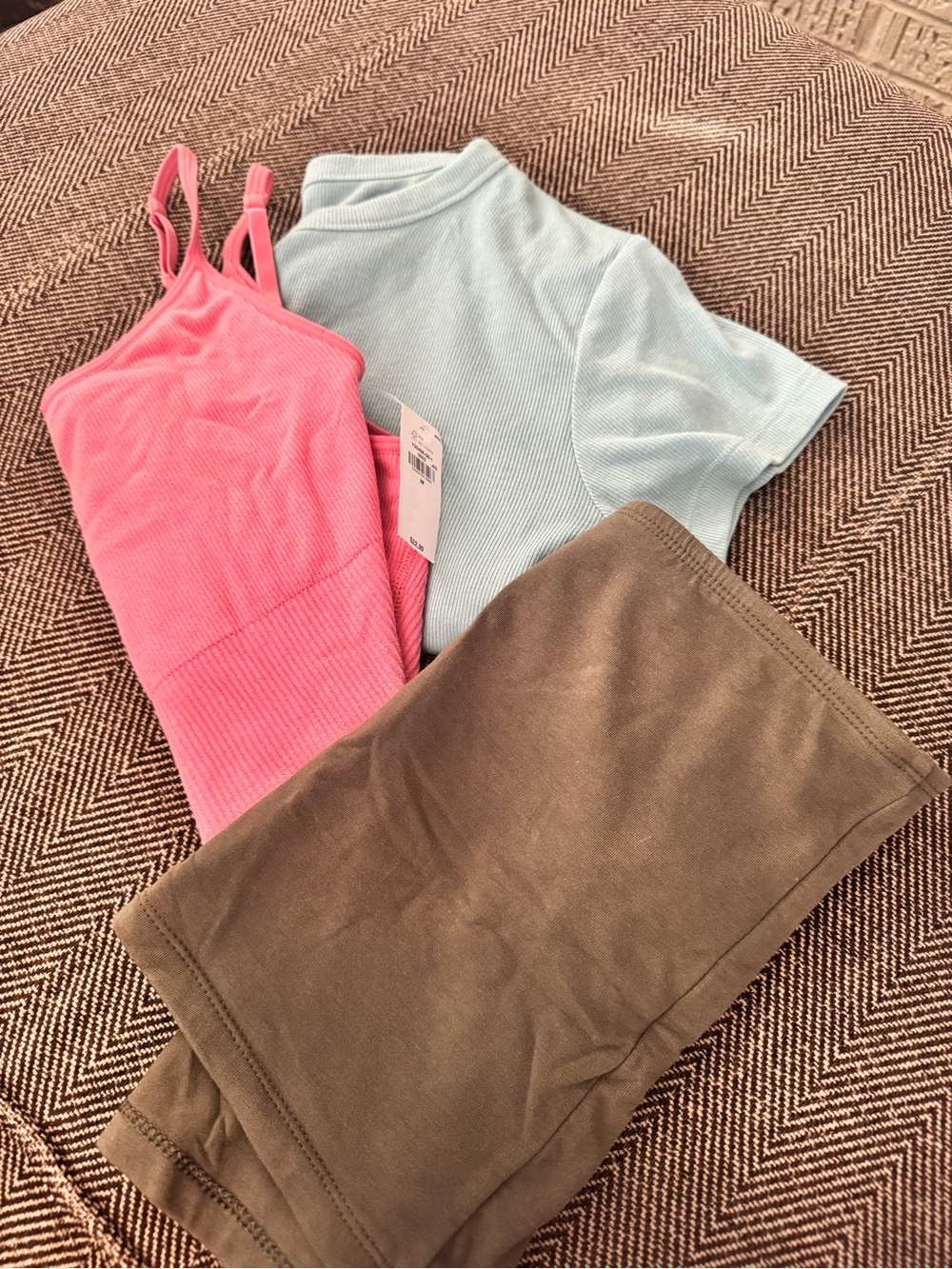 Old Navy NWT Pink Crop Tank, Like New Army Green Tube Top, Like New Blue Top